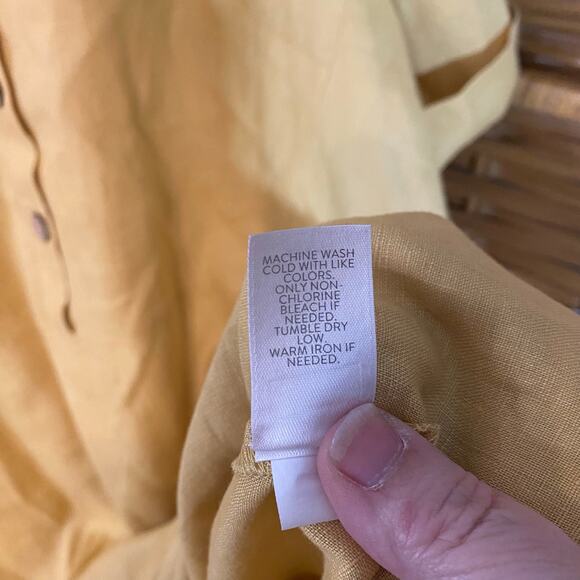 J. Jill Love Linen Yellow Collared Button Front Shirt Dress 2X Women’s plus size - Picture 8 of 8